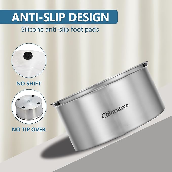 Dog Water Bowl No Spill,3L/101oz Large Spill Proof Water Bowl for Dogs, Stainless Steel Slobber Stopper Slow Drinking Dog Bowl Anti Splash Pet Water Dispenser for Messy Drinkers-PawvioPets