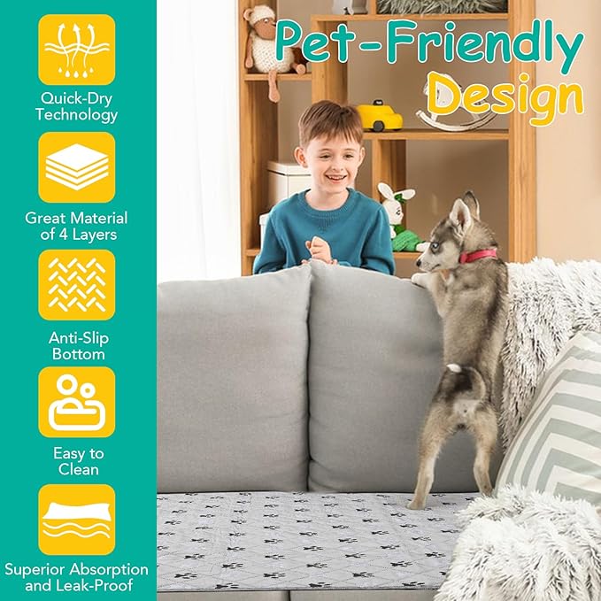 2 Pack Extra Large 72"X72" Washable Pee Pads for Dogs Super Absorbent Dog Training Pads Non-Slip Waterproof Pet Training Pads Mats Whelping Pads for Dogs Cats Puppy-PawvioPets