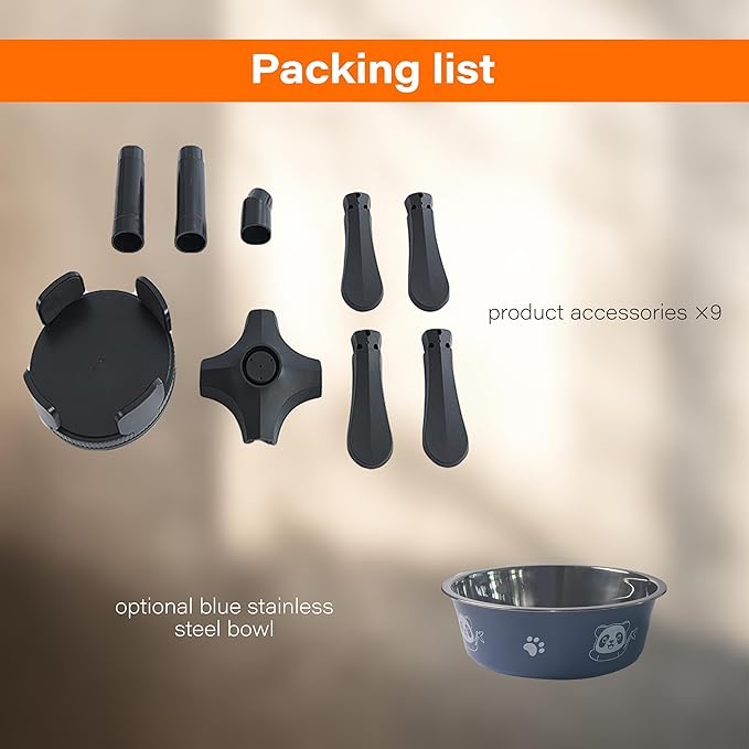 Adjustable Elevated Dog Bowl Stand with Non-Slip Base - 3 Height & Tilt Settings, Fits 14-24.5cm Bowls, Raised Stainless Steel Dish for Large Breed, Medium & Small Dogs, Cats-PawvioPets