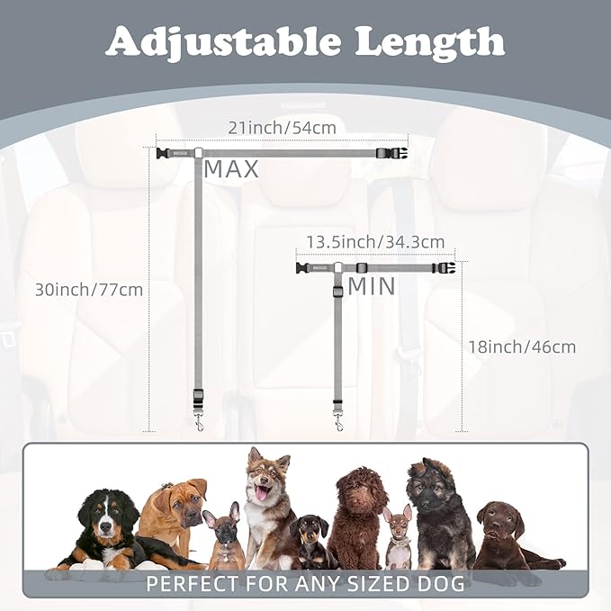 BWOGUE Pet Dog Cat Seat Belts, Car Headrest Restraint Adjustable Safety Leads Vehicle Seatbelt Harness (1 Pack)-PawvioPets
