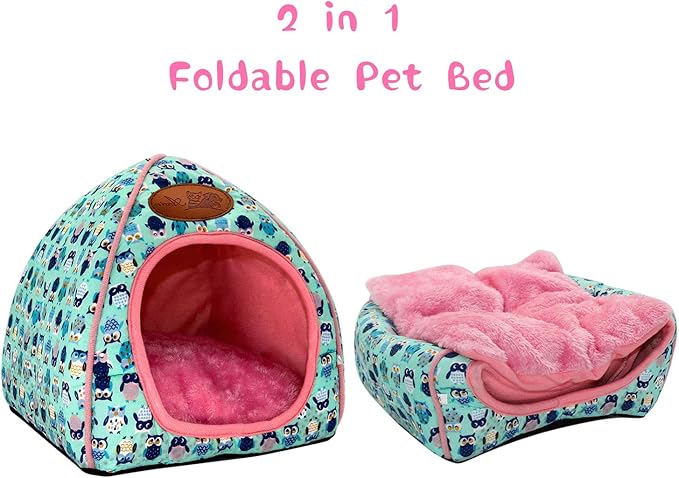 BWOGUE Guinea Pig House Bed Cozy Hamster Cave Large Hideout for Dwarf Rabbits Hedgehog Bearded Dragon Winter Nest Hamster Cage Accessories-PawvioPets