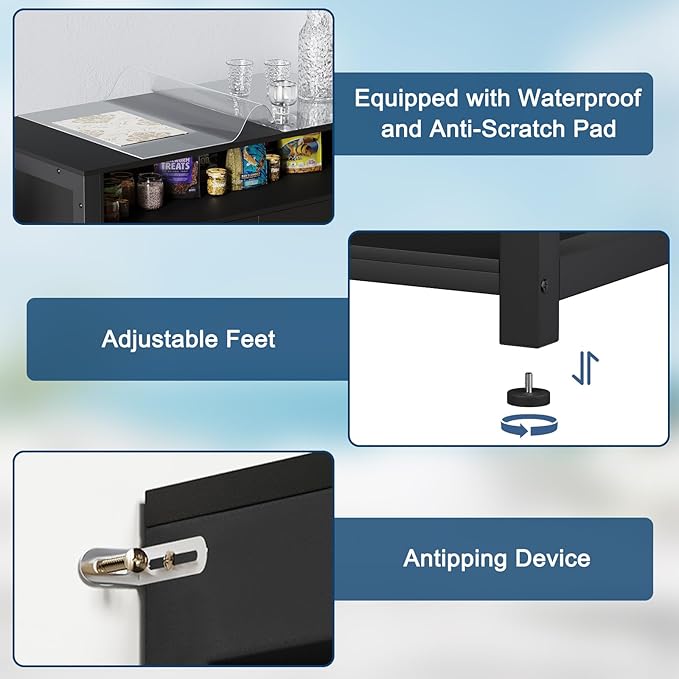 20-29 Gallon Aquarium Stand with Power Outlet & 2 Storage Drawers, Heavy Duty Metal Frame Fish Tank Stand with Waterproof Mat, 30.7" L*15.7" W Tabletop, 550LBS Capacity, Black-PawvioPets