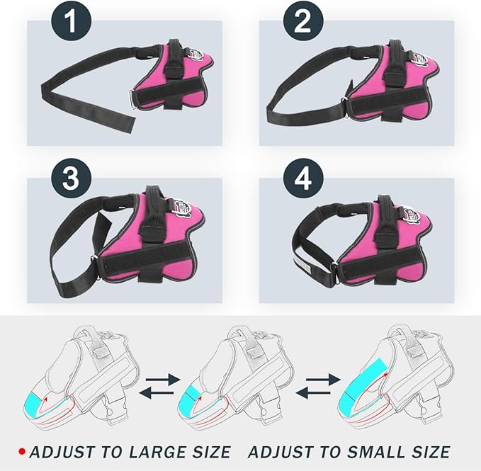 Bolux Dog Harness, No-Pull Reflective Dog Vest, Breathable Adjustable Pet Harness with Handle for Outdoor Walking - No More Pulling, Tugging or Choking (Rose red, S)-PawvioPets