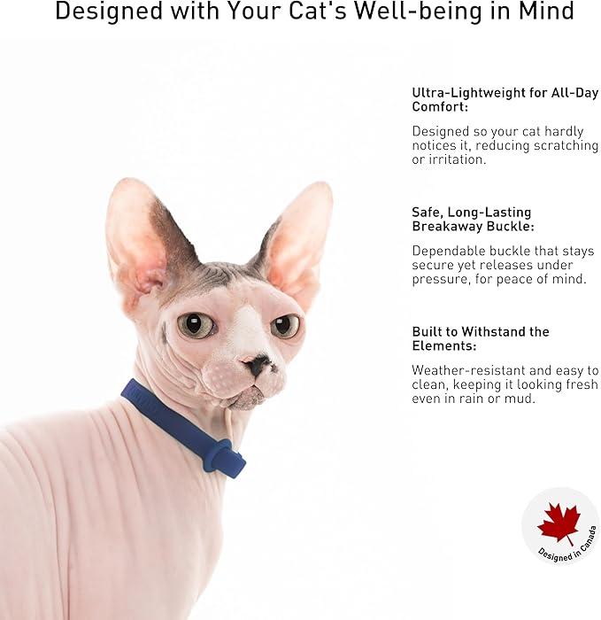 Break Away Collar for Cats - Soft, Thin, and Lightweight Safety Buckle Collar with Name Tag Ring for Outdoor Cats and Sensitive Skin Kittens by Nuvuq (6 ⅞" to 10 ¼", Dark Blue)-PawvioPets