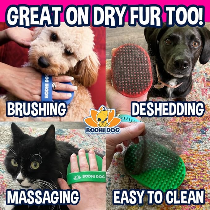 Bodhi Dog Shampoo Brush - Pet Grooming & Bath Supplies for Cats and Dog Bath Brush for Long & Short Hair - Premium Scrubber for Shower, Bathing & Massage - (One Pack, Pink)-PawvioPets