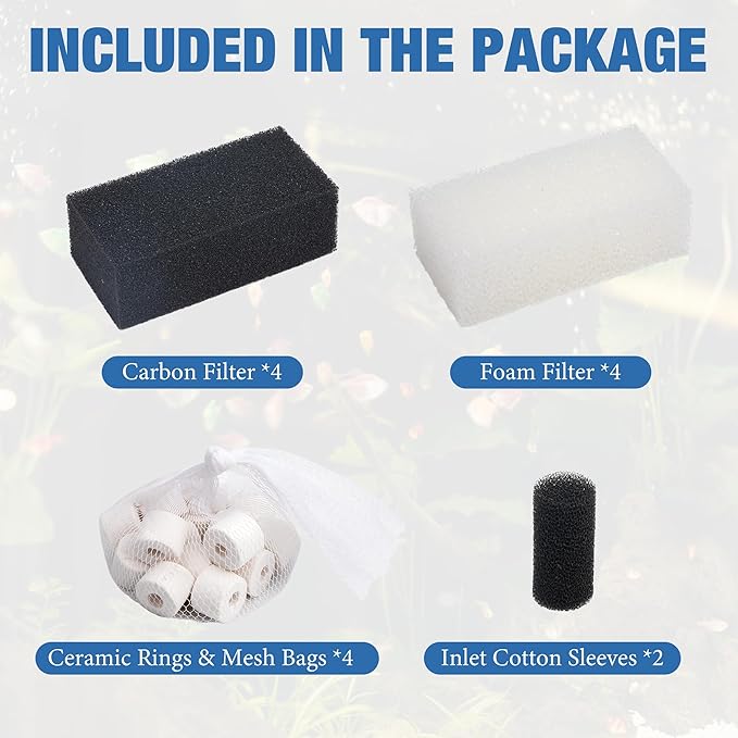 4 Sets of Three-Stage Filtration Maintenance Kit for Fish Tank Filters Replacement for Aquaclear 50 Power Filter Fish Tank Filter for 20- to 50-Gallon Aquariums-PawvioPets