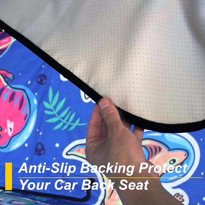Back Seat Cover for Car Trucks Van SUV,Waterproof Rear Bench Towel Seat Covers for Dogs and Kids,Automotive Backseat Protector (Cartoon Dinosaur)-PawvioPets