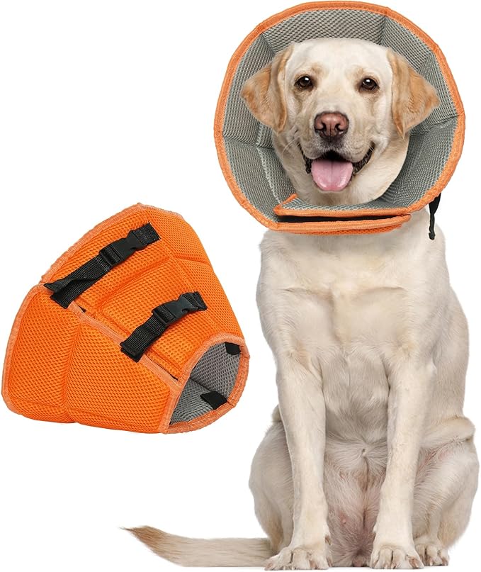 Dog Cone for Large Dogs After Surgery, Soft Dog Cone Collar for Dogs to Stop Licking, Adjustable Comfy E-Collar Alternative Lightweight Post-Surgery Recovery Elizabethan Collar for Pet-PawvioPets