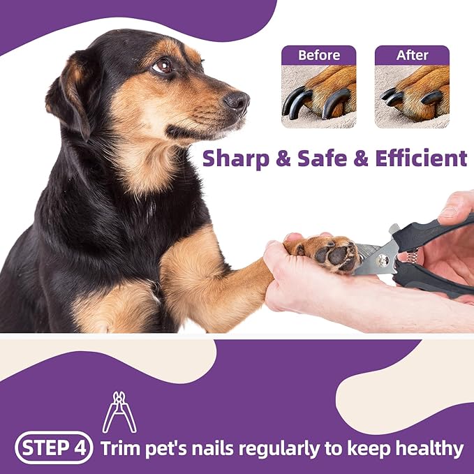 Dog Brush for Shedding, 7 PCS Dog Grooming Brush Kit Including Undercoat Rake, Slicker Brush, Dematting Comb, Nail Clipper, Bath Brush for Long & Short Haired Dogs, Cats - Purple-PawvioPets