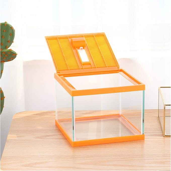 crapelles Reptile Terrarium kit Color Orange Spider Container Tarantula Box cage Gecko Habitat Insect Enclosure pet Tank Frog Carrier Tortoise Snail Container Hermit Crab House Cricket breeding-PawvioPets