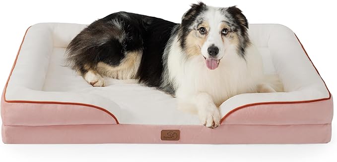 Bedsure XL Orthopedic Dog Bed for Extra Large Dogs - Washable XLarge Dog Cat Bed Waterproof, Comfort Dogs Couch Sofa with Washable Removable Cover, Pet Bed with Nonskid Bottom, Pink, 42"-PawvioPets