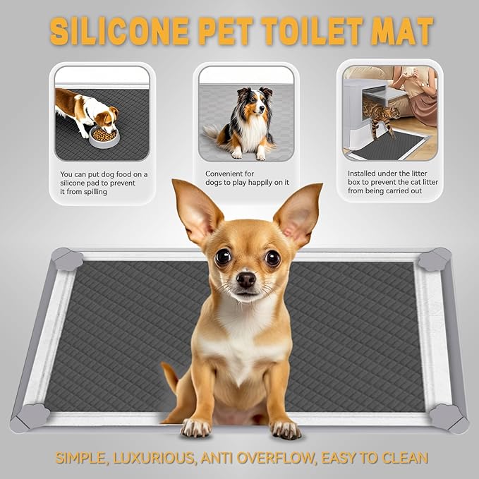 ELEGX Pee Pads Tray 30 X 36 Inches, Silicone Dog Bedpan Tray, High Edge Puppy Pad Holder Tray for Easy to Clean and Spill Free Dog Bedpan Training Pad Tray with Fixing Buckle-PawvioPets