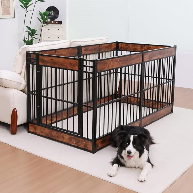 Dog Playpen, 31.5" Height Dog Pen Indoor, Heavy Duty, Safe and Sturdy, Furniture Style Puppy Pen-PawvioPets