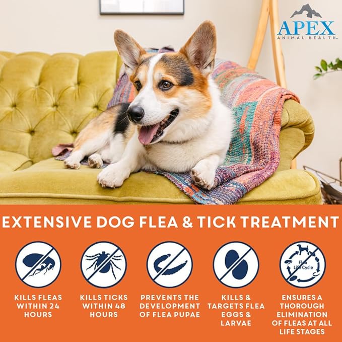 Apex Plus Flea and Tick Prevention for Dogs | Small (5-22 lbs) | 3-Month Supply | Dog Flea and Tick Treatment | 24-Hour Activation, Waterproof, 30-Day Protection-PawvioPets