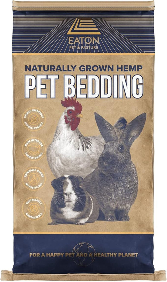 Eaton Pet and Pasture, Naturally Grown Hemp Pet Bedding for Chickens, Nesting Boxes, Rabbits, Hamsters, Small Pets, Highly Absorbent, Hypoallergenic, Eco-Friendly, Farmer Owned 28L-PawvioPets