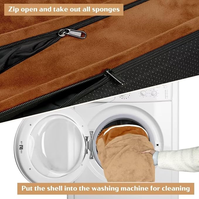 Comfort Expression Orthopedic Dog Beds for Extra Large Dogs, PV Washable Dogs Sofa Beds Jumbo, Waterproof Dog Bed with Removable Cover & Non-Slip Bottom(Jumbo,Caramel)-PawvioPets