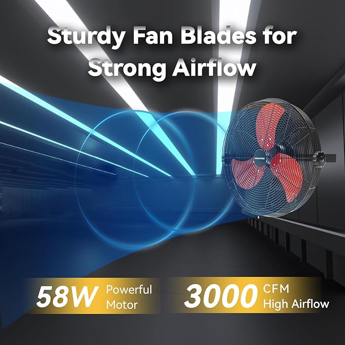 14 Inch Wall Fan Pro Series - Waterproof Motor High Velocity Wall Mount Fans for Commercial, Residential, Warehouse, Covered Patio, Shop, Garage, Barn, Gazebo 3 Speed 3000 CFM UL Safety Listed-PawvioPets