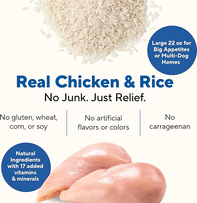 Dave's Dog Food Bland Diet Dog Food for Sick Dogs with Upset Stomach (Chicken & Rice), Economy Size for Large Pups or Big Eaters, Sensitive Stomach, 22 oz (Case of 12)-PawvioPets