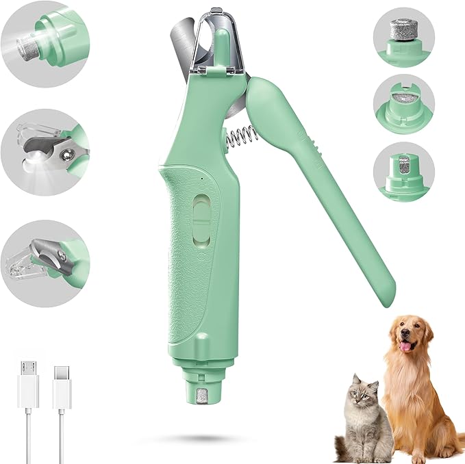 2 in 1 Dog Nail Clippers & Cat Nail Clippers Trimmers for Large Medium Small Dogs Cats Claw Trimmer Quick Sensor and Safety Guard USB Rechargeable with 2 LED Lights Dogs Nail Trimmer-PawvioPets