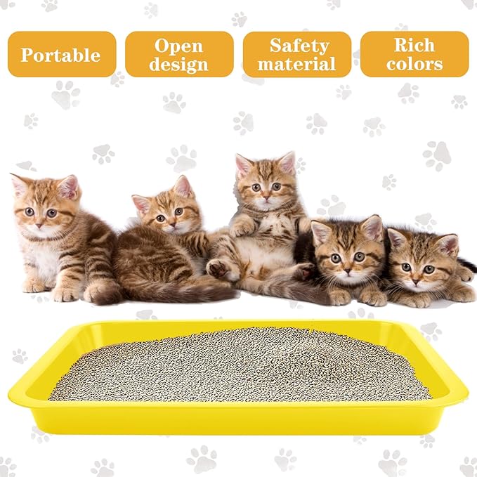 4 Pcs Open Small Kitten Litter Box, 15x12x1.4 Inch Low Entry Mini Open Cat Litter Box Rabbit Litter Pan Portable Shallow Litter Box Waterproof Travel Toilet for Bunny Guinea Pig Small Pet-PawvioPets