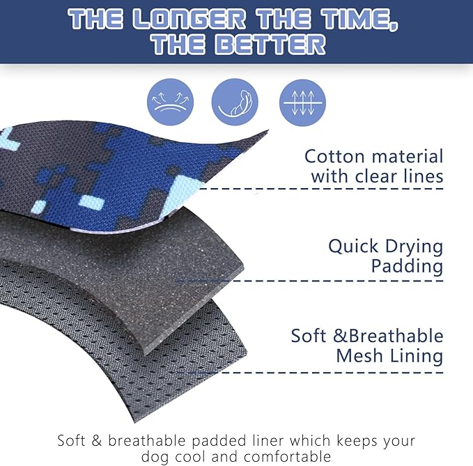 BUMBIN Tactical Dog Harness for Small Dogs No Pull, Famous TIK Tok No Pull Puppy Harness, Fit Smart Reflective Pet Walking Harness for Training, Adjustable Dog Vest Harness with Handle Blue Camo XL-PawvioPets