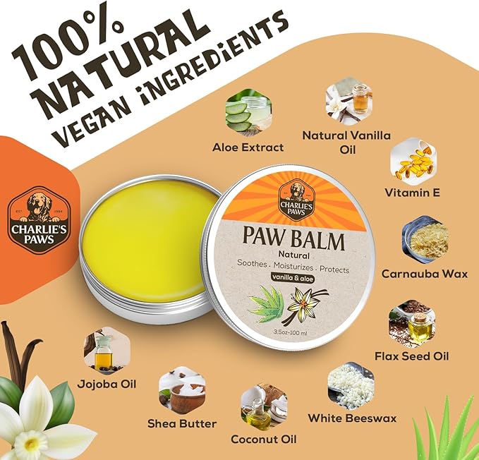 2 Pack Paw Balm 100% Natural Oil Aloe & Vanilla for Dog and Cat Paw Pad Balm Dog Nose Balm Paw Moisturizer Wax for Dog Pet Puppy Protect Dry Cracked Paw Foot Heals Restores Paw Elbows 3.5 Oz-PawvioPets