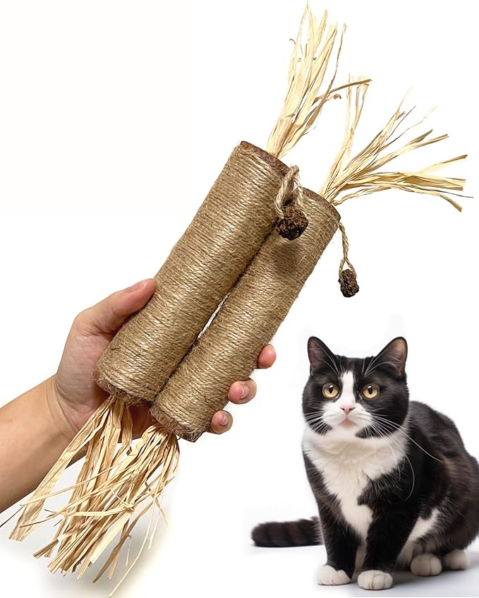 14.96 Inches Huge Silvervine Sticks Cat Toys, Large Natural Catnip Kittens Chew Toy for Teeth Cleaning,Big Catmint Blend Stick, Dental Kitty Chews for Indoor(2 Pack)-PawvioPets