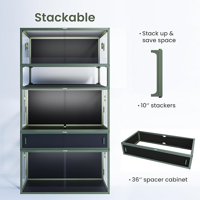 50 Gallon Bearded Dragon Tank, Reptile Enclosure for Easy Maintenance, Front Opening Reptile Tank with Top Screen Ventilation & Glass Sliding Door 36''x18''x18''-PawvioPets