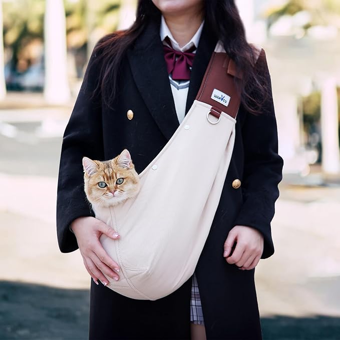 Dog Sling Carrier for Small Dogs - Front Dog Carrier with Adjustable Strap - Hands Free Pet Papoose Bag for Chest - Suitable for Puppy, Small Dogs, and Cats for Outdoor Travel,15 lbs-PawvioPets