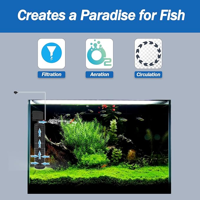 AquaMiracle True 4-Stage Fish Tank Filter, in-Tank Submersible Aquarium Filter Internal Fish Filter with Aeration, for 40-70 Gallon Aquariums-PawvioPets