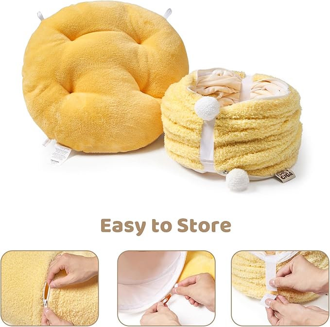 EHEYCIGA Cat Tunnel Bed for Indoor Cats, Cute Cat Donut Toy Tunnel for Small Large Cats with Washable Circle Cushion, Peekaboo Pet Cave Play Tunnel for Kitten, Puppy, Rabbit-PawvioPets