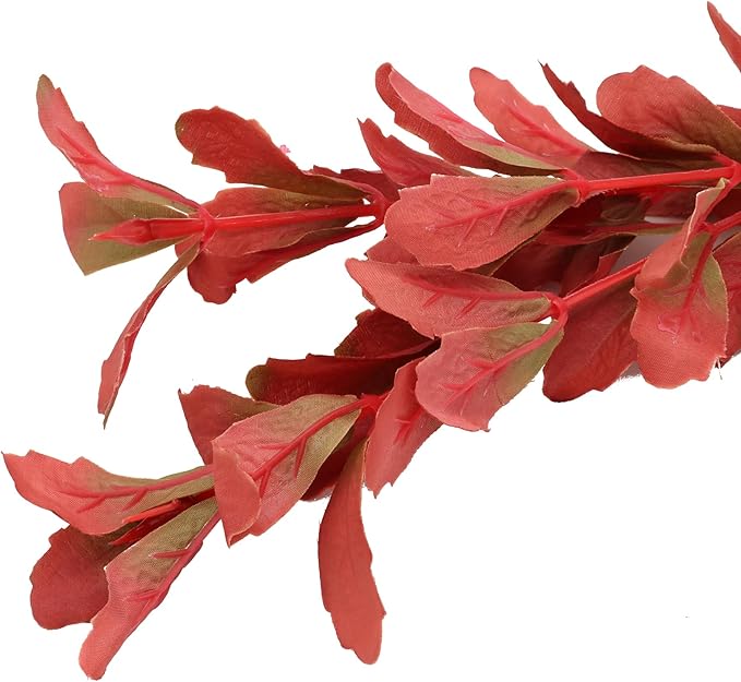 2-Pack 12 Inch Aquarium Silk Aquarium Plants, Artificial Plastic Plant for Small Tank, Goldfish, Fish Hides (Red, 12 Inch)-PawvioPets