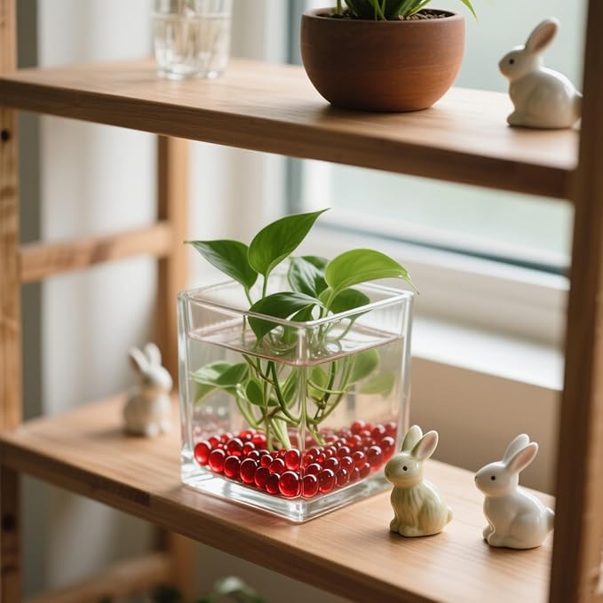 2.16LB Glass Beads Vase Filler Aquarium Gravel Decor Flat Glass Marbles Gems Pebbles Fish Tank Rocks Home Decorative Art Craft - Red-PawvioPets