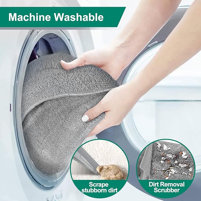 18" Professional Microfiber Mop Floor Cleaning System, Flat Mops with Stainless Steel Handle, 4 Reusable Washable Mop Pads, Wet and Dust Mopping for Hardwood, Vinyl, Laminate (White&Grey)-PawvioPets