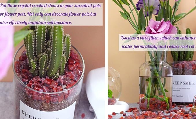 Carnelian Aquarium Gravel Rocks Natural Tumbled Healing Crystal Chips Bulk Gemstones Tumbled Crushed Stones for Fountain Vase Filler Planters Decorative Fish Tank Potted Reiki Energy Balancing 0.44lb-PawvioPets