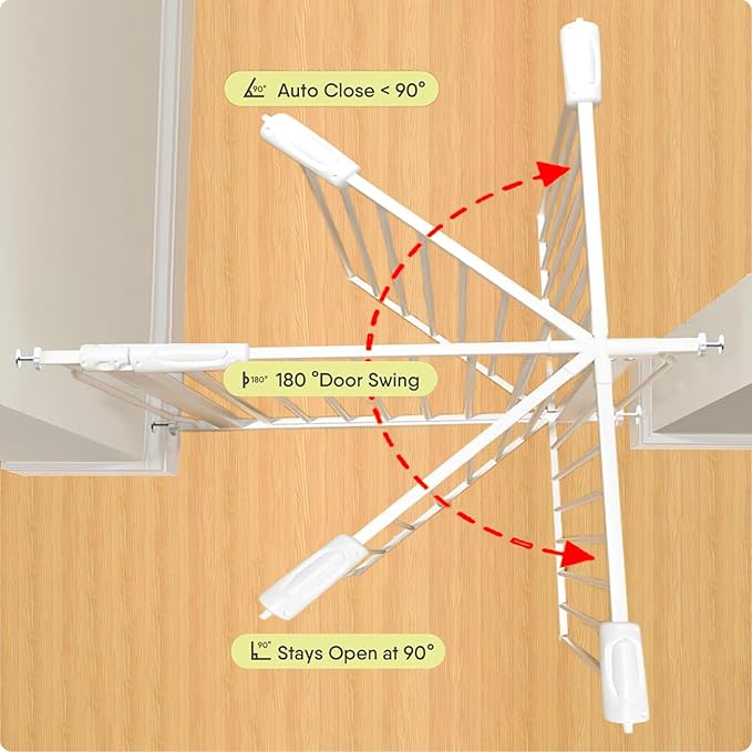 Extra Wide Baby Gate 53-57.5 Inch, Tension Mounted No Drilling, Auto Close Indoor Safety Gate for Stairs & Doorways - Metal Design for Kids and Pets, White-PawvioPets