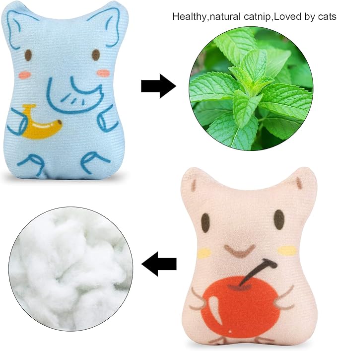 Dorakitten Catnip Toys for Indoor Cats - 5PCS Plush Cat Chew Toys Teething Interactive Catnip Filled Kitten Toy Soft Pet Toy-PawvioPets