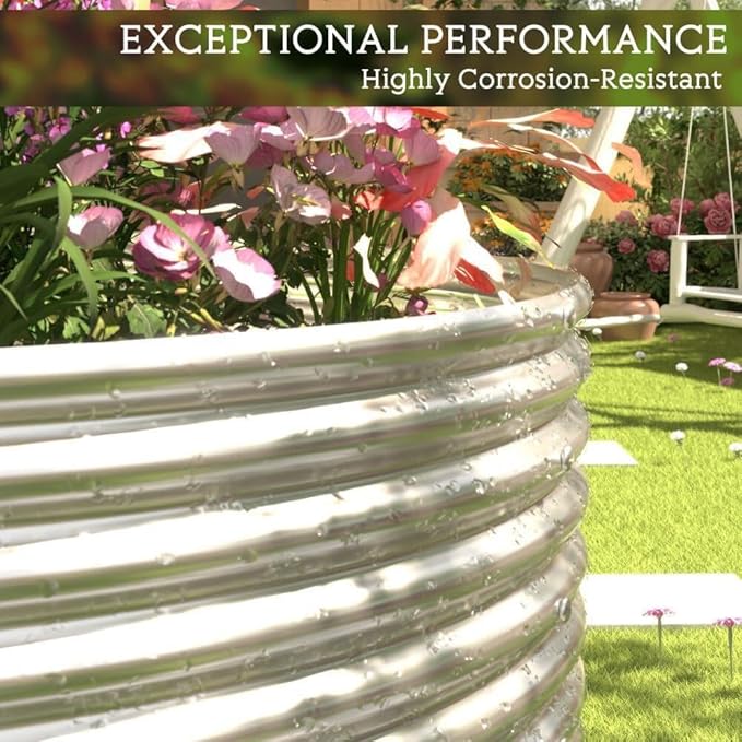 FRIZIONE 2pcs 9 in 1 Tall 8x2ft Galvanized Raised Garden Bed Outdoor,Steel Garden Bed for Vegetables,Above Ground Garden Box for Flower,Metal Raised Beds for Gardening-PawvioPets