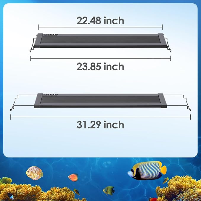 Aquarium Light,22W 24/7 Natural Mode,9 Light Modes(Water Grass Mode & 7 Colors & Cycle),Adjustable Timer and 7 Color Brightness - with Expandable Mounting Bracket for 24~30IN Fish Tank-PawvioPets