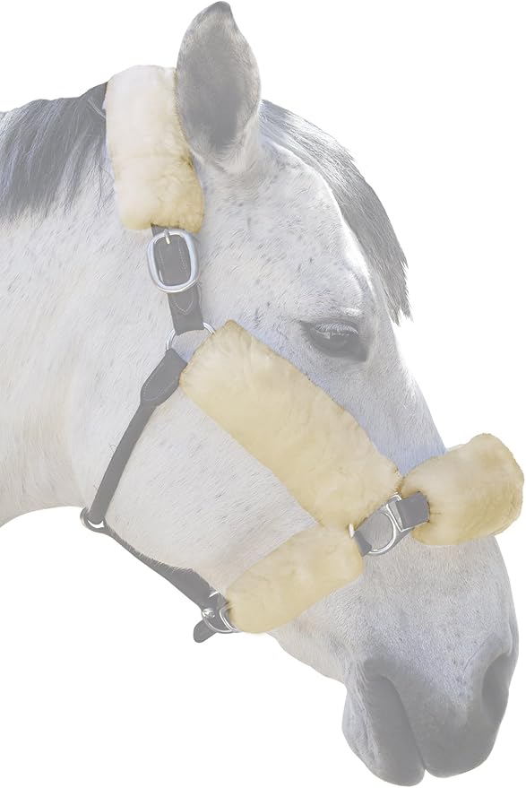 ECP Equine Comfort Products Merino Sheepskin Halter Fleece Set for Horses, 100% Natural Wool, Chafe Protection, Breathable Relief & Cushioned Comfort, Machine Washable, 6-Piece Set-PawvioPets
