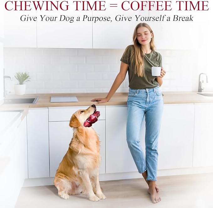 Apasiri Tough Dog Toys for Aggressive Chewers Beef Flavor: 8" Dog Chew Bone for Large Breed, Nylon & Rubber Chew Toy for Medium Large Dogs-PawvioPets