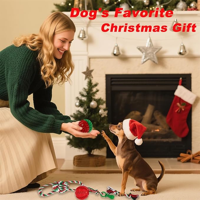 Dog Toys 15 Pack for Teeth Cleaning and Fun, Puppy Teething Chew Toys Tug Rope Squeaky Treat Balls & Rubber Tous Bulk– Variety Dog Gifts Set Reduce Anxiety & Save Furniture, Christmas-PawvioPets