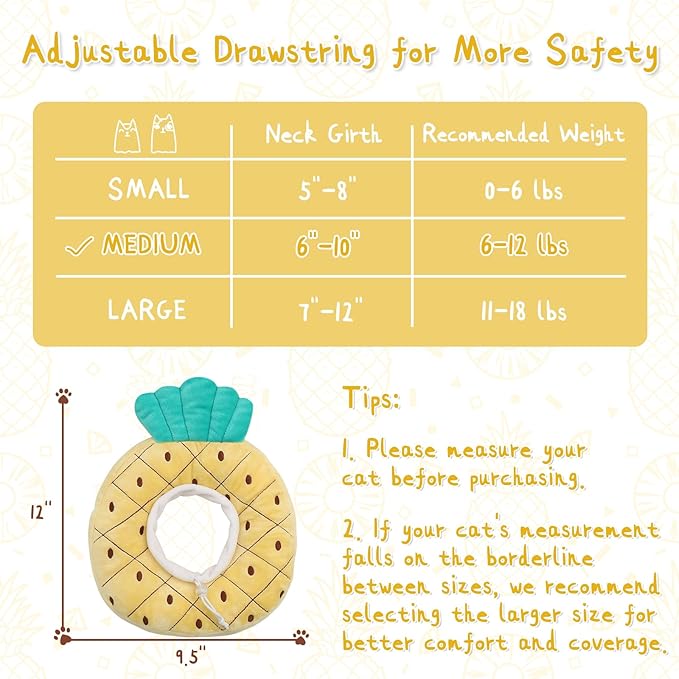 ANWA Adjustable Cat Cone Collar Soft, Cute Cat Donut Collar After Surgery, Kitten Recovery Cones to Stop Licking-PawvioPets