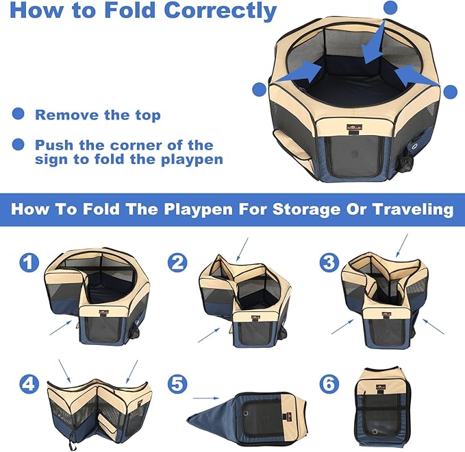 Aivituvin Dog Playpen Foldable Waterproof Pet Play Pens for Cat, Puppies, Rabbits, Chickens, Durable Portable Pet Tent for Travel Camping Indoor/Outdoor Blue XL-PawvioPets