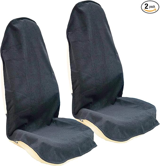 Car Seat Cover Protector Front Seats,for Gym Workout,Running,Swimming,Beach and Hiking,Waterproof Sweat Towel Bucket Seat Covers for Cars SUV Trucks (Black, 2Pcs)-PawvioPets