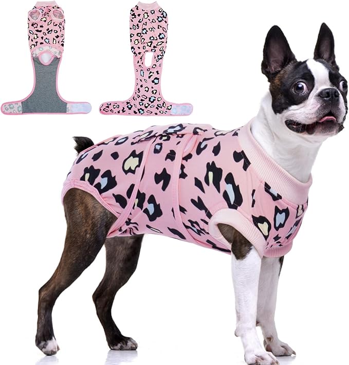 FUAMEY Recovery Suit for Dogs After Surgery,Soft Breathable Dog Bodysuit E-Collar & Cone Alternative Surgical Suit,Male Female Dog Neuter Spay Suits Anti Licking Wounds Onesie Pink Leopard M-PawvioPets