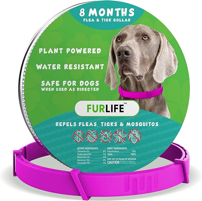FurLife Flea and Tick Collar for Dogs – Waterproof Pink Dog Collar, Pet Supplies for Tick and Flea Prevention for Dogs, Safe for All Breeds-PawvioPets