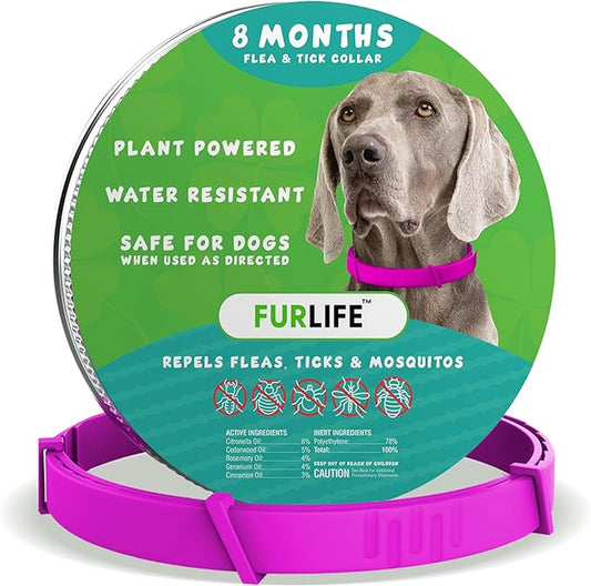 FurLife Flea and Tick Collar for Dogs – Waterproof Pink Dog Collar, Pet Supplies for Tick and Flea Prevention for Dogs, Safe for All Breeds-PawvioPets