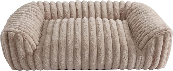 Arlee Saddle Sofa Memory Foam Pet Bed, Comfortable & Washable, Ideal for Dogs and Puppies, Extra Comfort, Couch Design, Crate & Kennel Furniture, Pet Supplies & Essentials, Tan, Medium-PawvioPets