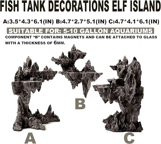 Fish Tank Decor Rocks.Aquarium Decoration Model.Easy and Quick Solution for Aquascaping.(Elf Island)-PawvioPets